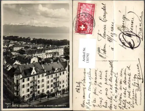130792,Lausanne Quartier du Maupass et Alpes de Savoie Ansicht 1939 Kt. Waadt