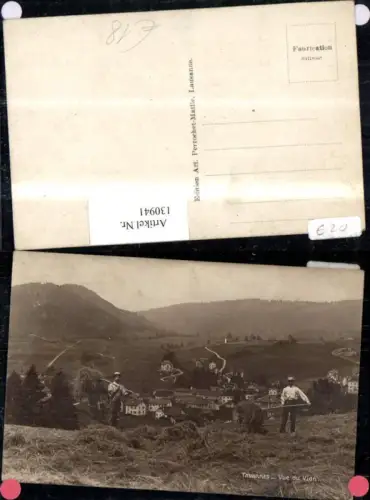 130941,Tavannes Vue du Vion Ansicht Männer Heuernte Kt. Waadt