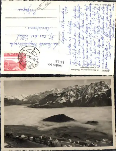 131381,Leysin Le Chamossaire les Diablerets et le mer de nueges Ansicht m. Nebel 1950 Kt. Waadt