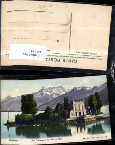 131384,Montreux Ile Salagnon et Dent du Midi Genfersee Lac Leman Kt. Waadt