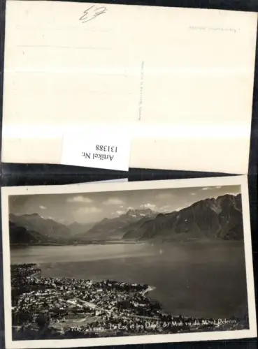 131388,Vevey Le Lac et les Dents du Midi vu du Mont Pelerin Ansicht Kt. Waadt