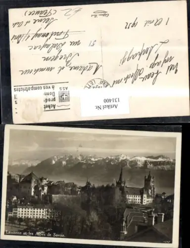 131400,Lausanne et les Alpes de Savoie Ansicht 1932 Kt. Waadt