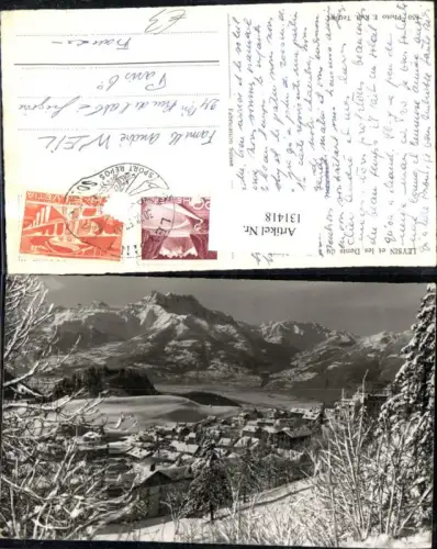 131418,Leysin et les Dents du Midi en hiver Winteransicht 1953 Kt. Waadt
