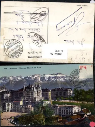 131495,Lausanne Place du Flon et les Alpes Ansicht 1917 Kt. Waadt