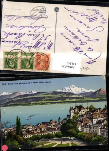 131540,Nyon Vue generale et le Mont Blanc Totale 1922 Kt. Waadt