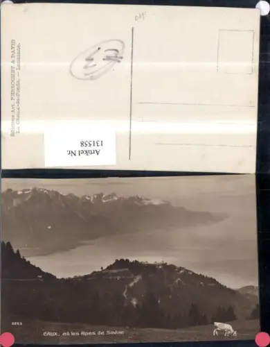 131558,Caux et les Alpes de Savoie Ansicht m. Kuh Kt. Waadt