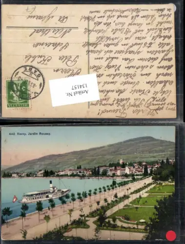 134157,Vevey jardin Roussy Dampfer Kt Waadt