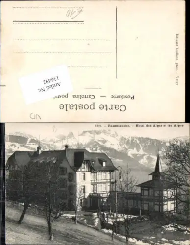 136492,Baumaroche Beaumaroche Chexbres Hotel et les Alpes Kt Waadt Vevey