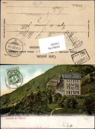 136545,Souvenir de Vallorbe Grand Hotel Kt Waadt
