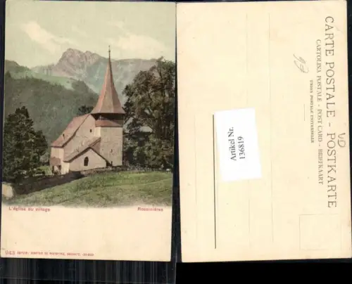 136819,Rossinieres Rossiniere Kirche im Ort 1905 Kt Waadt