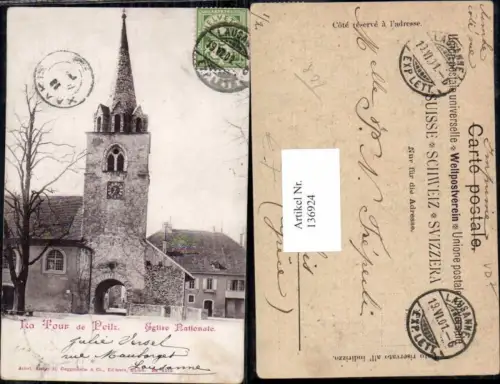 136924,La Tour de Peilz Kirche um 1900 Kt Waadt