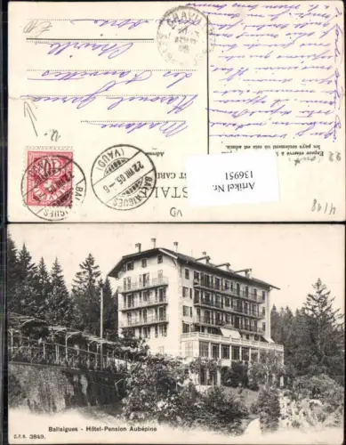 136951,Ballaigues Hotel Pension Aubepine Tolle Karte 1905 Kt Waadt