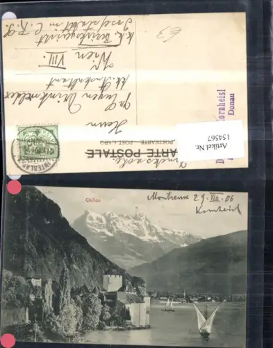 154567,Chillon Ansicht m. Segelboot 1906 Kt Waadt