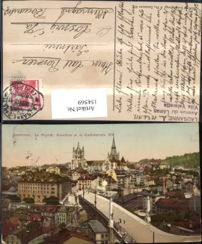 154569,Lausanne Le Pont Bessieres et la Cathedrale Brücke 1913 Kt Waadt