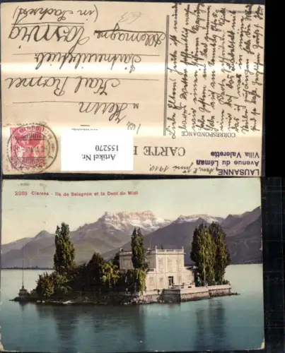 155270,Clarens Ile de Salagnon et la dent du Midi 1910 Montreux Genfersee Kt Waadt