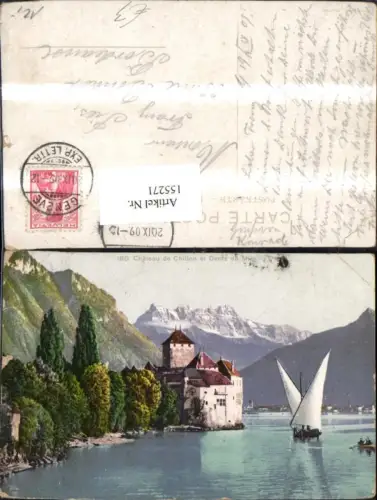 155271,Chateau de Chillon et Dent du Midi Segelboot Montreux Genfersee 1909 Kt Waadt