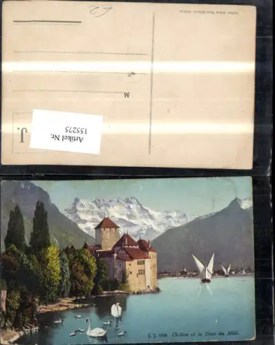 155275,Chillon et la Dent du Midi Segelboote Schwäne Kt Waadt
