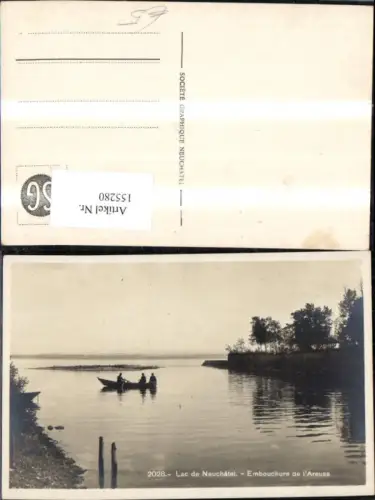 155280,Lac de Neuchatel Embouchure de l Areuse Ansicht Ruderboot Kt Waadt