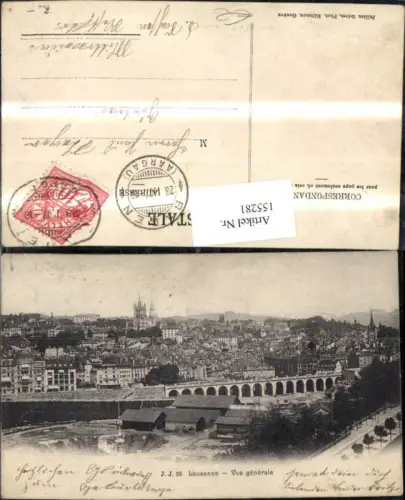 155281,Lausanne Vue generale 1907 Kt Waadt
