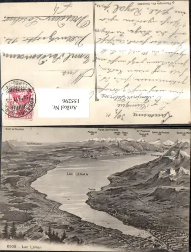 155296,Lac Leman Genfersee Lagekarte 1911 Kt Waadt