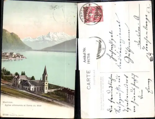 191716,Montreux Eglise allemande et Dents du Midi Kirche Kt Waadt