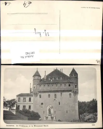 191742,Lausanne Le Chateau et le Monument Davel Schloss Kt Waadt