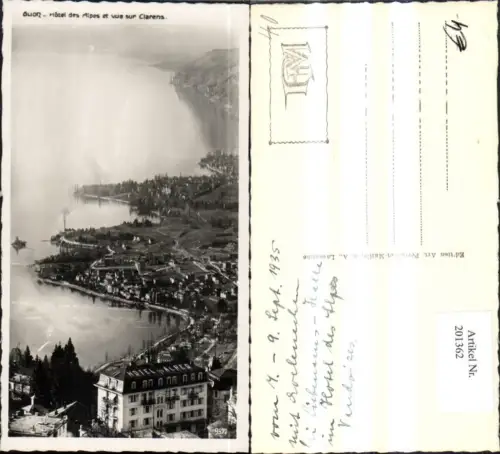 201362,Glion Hotel des Alpes et vue sur Clarens Foto Ak Kt Waadt