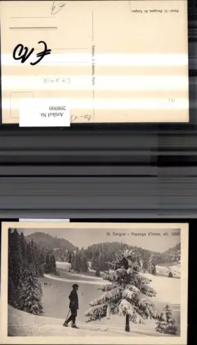 208000,St Cergue Paysage d hiver alt 1050 Ski Skifahrer Winteransicht Kt Waadt