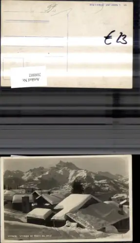 208802,Villars sur Ollon Village et Dent du Midi Winteransicht Kt Waadt