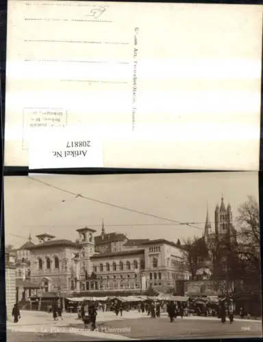 208817,Lausanne La Place Riponne et l Universite Markt Kutsche Personen Kt Waadt