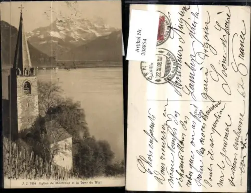 208854,Eglise de Montreux et la Dent du Midi Kirche Kt Waadt