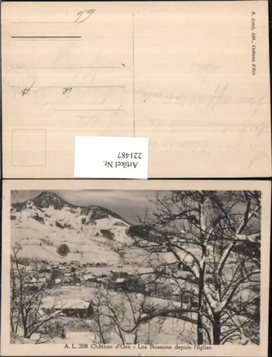 221487,Chateau d'Oex Les Bossons depuis eglise Teilansicht Winterbild Kt Waadt