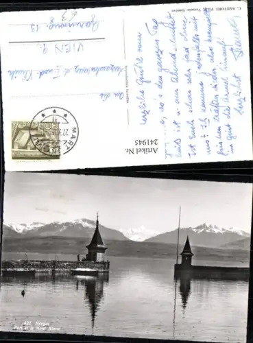 241945,Morges Port et le Mont Blanc Hafeneinfahrt Kt Waadt