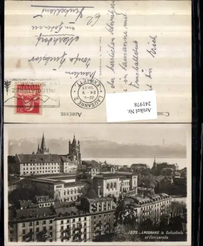 241978,Lausanne Teilansicht la Chathedrale et l'universite Kirche Universität Kt Waadt