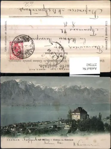 277262,Clarens b. Montreux Totale Chateau du Chatelard Schloss Bergkulisse Kt Waadt