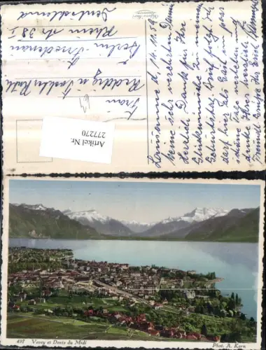 277270,Vevey Totale et Dents du Midi Bergkulisse Kt Waadt