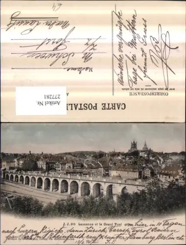 277281,Lausanne Totale et le Grand Pont Brücke Kt Waadt
