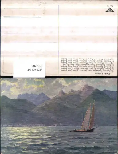 277283,Künstler AK Paolo Kutscha Rochers de Naye Montreux Glion Caux Terrietet Bergkulisse Segelboot Kt Waadt
