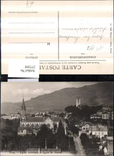277295,Vevey Totale Eglise catholique et Eglise St. Martin Kirchen Kt Waadt