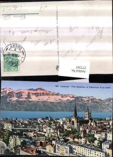 277297,Lausanne Totale Pont Bessieres la Cathedrale et les Alpes Kt Waadt