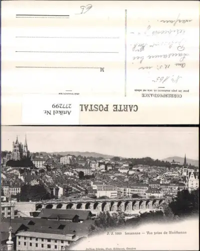277299,Lausanne Totale Vue prise de Mntbenon Brücke Kt Waadt