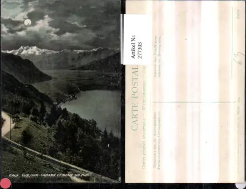 277303,Caux Vue sur Chillon et Dent du Midi Bergkulisse Mondschein Kt Waadt