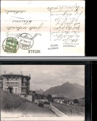 304120,Leysin Hotel Bellevue le College et le Chausy Bergkulisse Kt Waadt