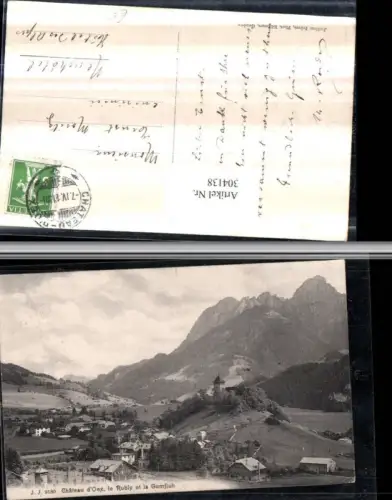 304138,Chateau d'Oex le Rubly et la Gumfluhn Bergkulisse Kt Waadt