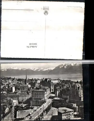 304140,Lausanne Teilansicht Grand Pont depuis la Tour Bel-Air Brücke Bergkulisse Kt Waadt