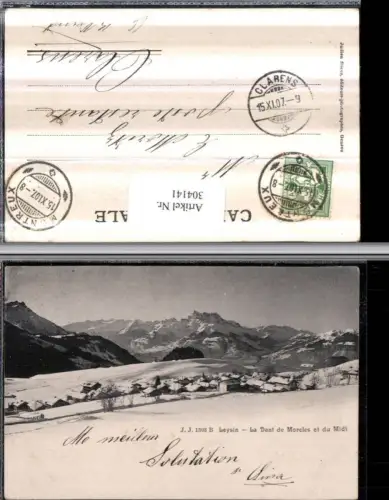 304141,Leysin Totale La Dent de Morcles et du Midi Bergkulisse Winterbild Kt Waadt