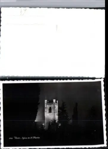 309802,Vevey Eglise de St. Martin Kirche Turm Beleuchtung Kt Waadt