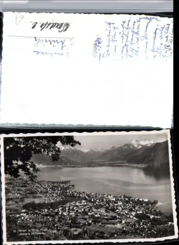 309809,Vevey Totale et Dents du Midi depuis le Mont Pelerin Bergkulisse Kt Waadt