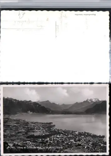 309810,Vevey Totale et Dents du Midi vu du Mont Pelerin Bergkulisse Kt Waadt