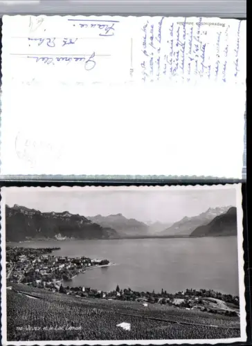 309818,Vevey Totale et le Lac Leman Bergkulisse Kt Waadt
